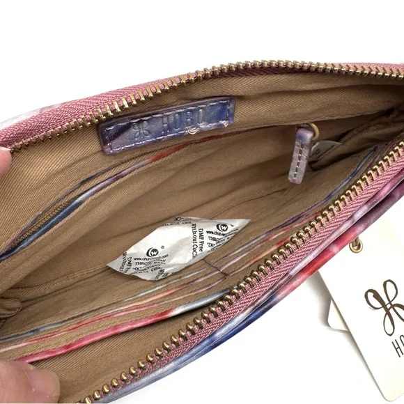 HOBO Waver Floral Tie-Dye Clutch Leather Bag Hard to Find - Picture 5 of 11